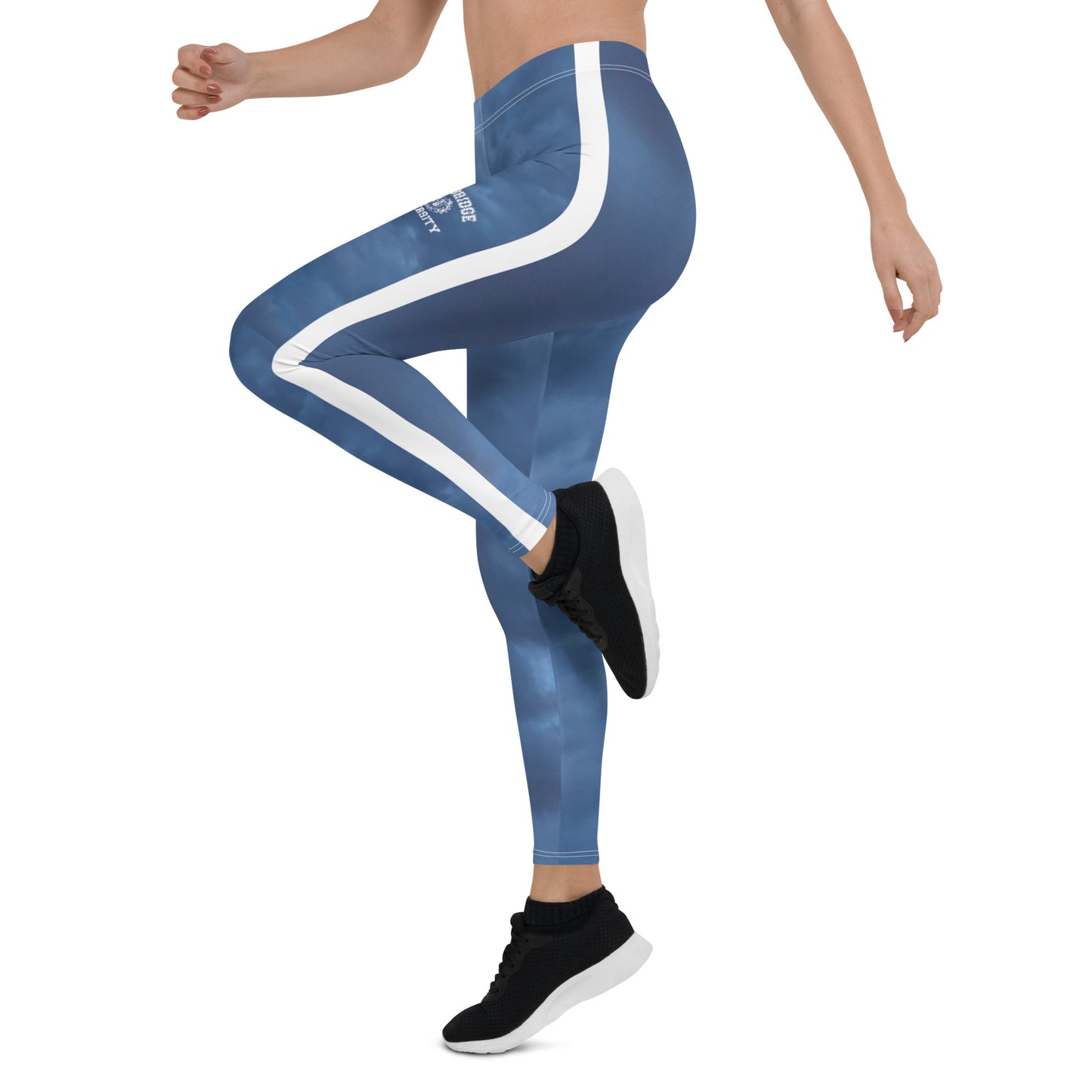 H.B.U. Apparel  Athletic Leggings/ Cloudy Blue/ White Stripe