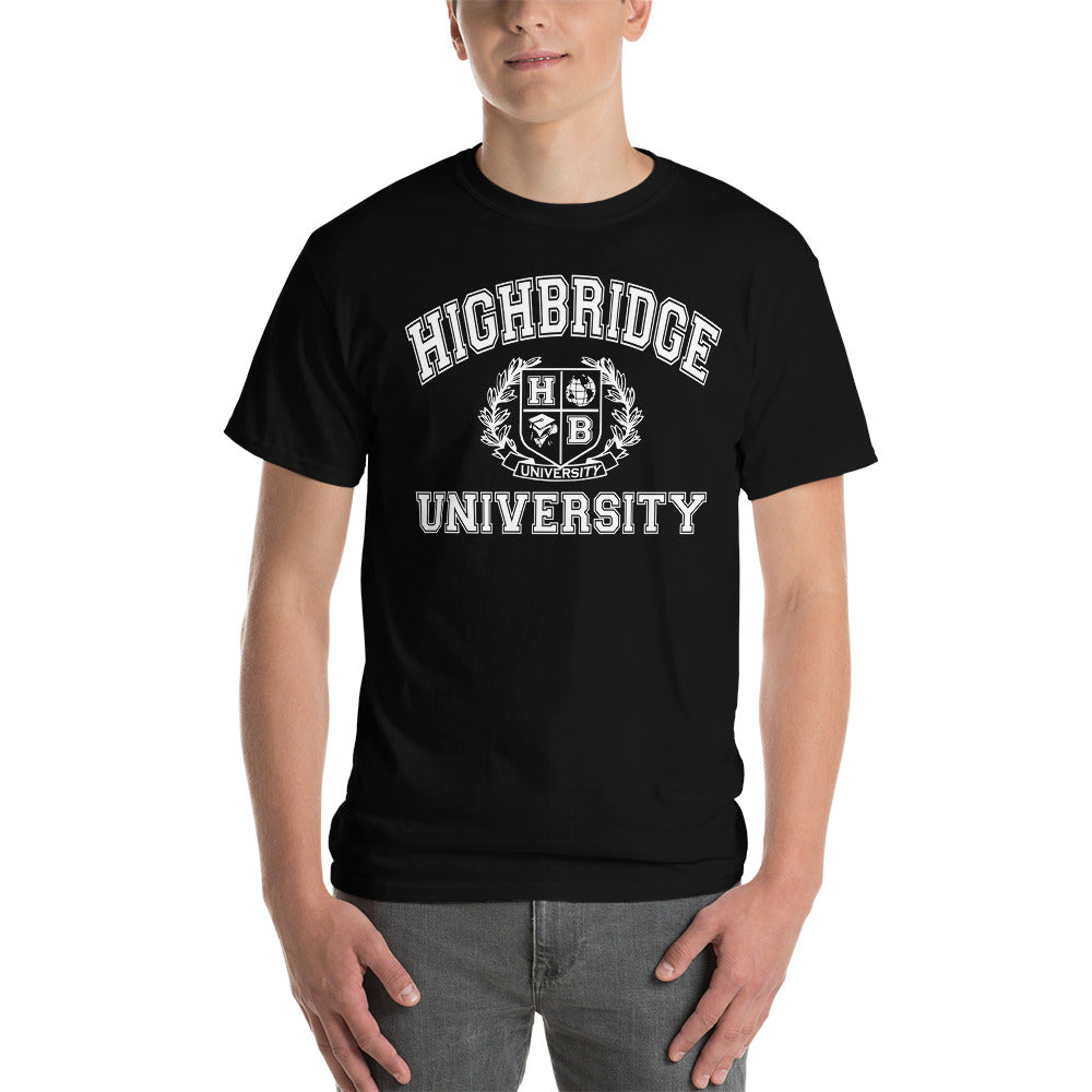 3 COLORS/ H.B.U. Men's Short Sleeve T-Shirt/ Black, Gray, Maroon/ White University Logo