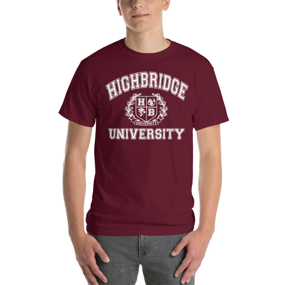 3 COLORS/ H.B.U. Men's Short Sleeve T-Shirt/ Black, Gray, Maroon/ White University Logo