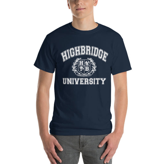 3 COLORS/ H.B.U. Men's Short Sleeve T-Shirt/ Navy Blue,  Red, Green/ White University Flag Logo