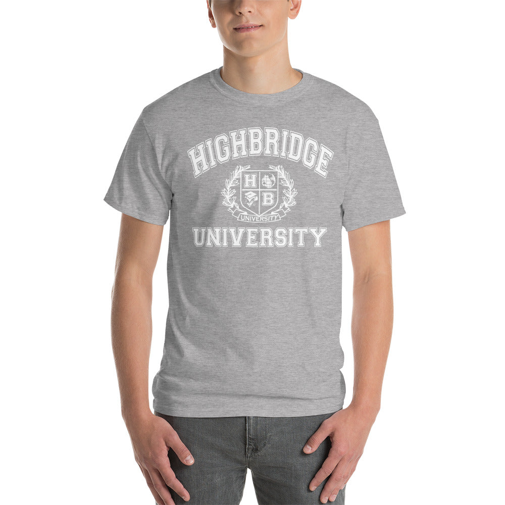 3 COLORS/ H.B.U. Men's Short Sleeve T-Shirt/ Black, Gray, Maroon/ White University Logo