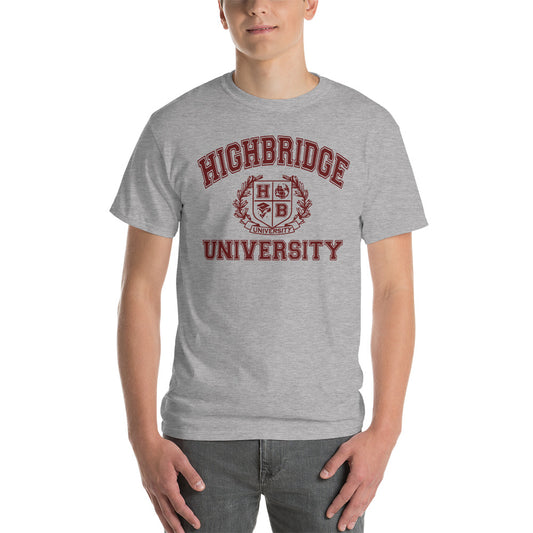 2 COLORS/ H.B.U. Men's Sleeve T-Shirt/ White, Sport Gray/ Maroon University Logo