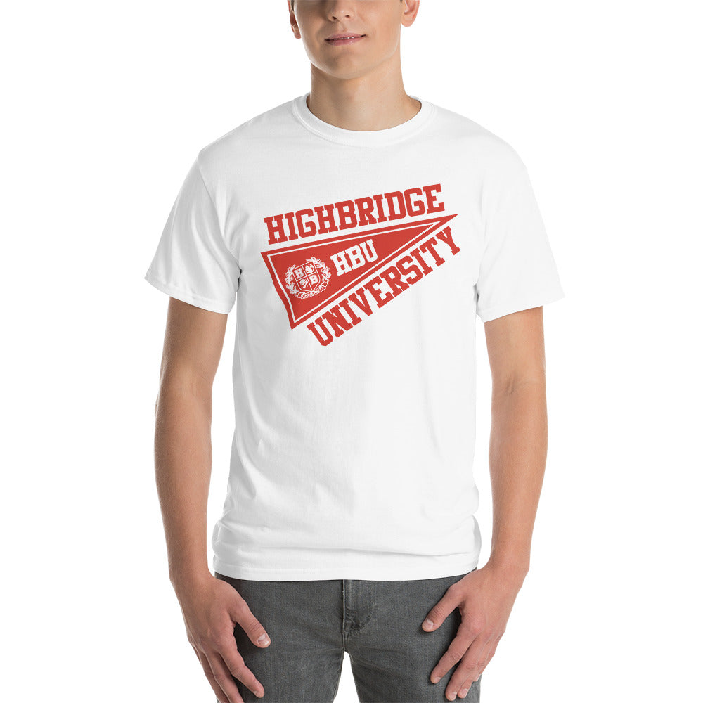 H.B.U. Apparel Unisex Short Sleeve White T-Shirt/ Red Flag Logo