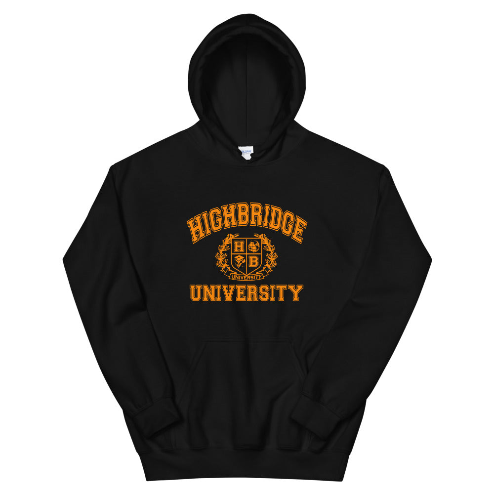 H.B.U. Black/ Dark Orange Unisex Hoodie(Orange color on this product is not fluorescent)