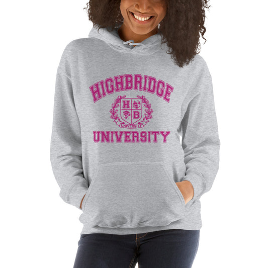H.B.U. Gray/Fuchsia Unisex Hoodie (Loose Fit)