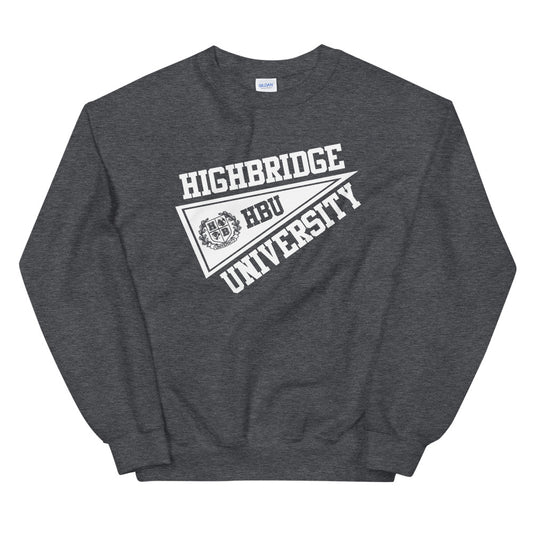 2 COLORS/ H.B.U. Crew Neck  Unisex  Sweatshirt/ Light Gray & White/ Dark Heather Gray & White/ Flag Logo