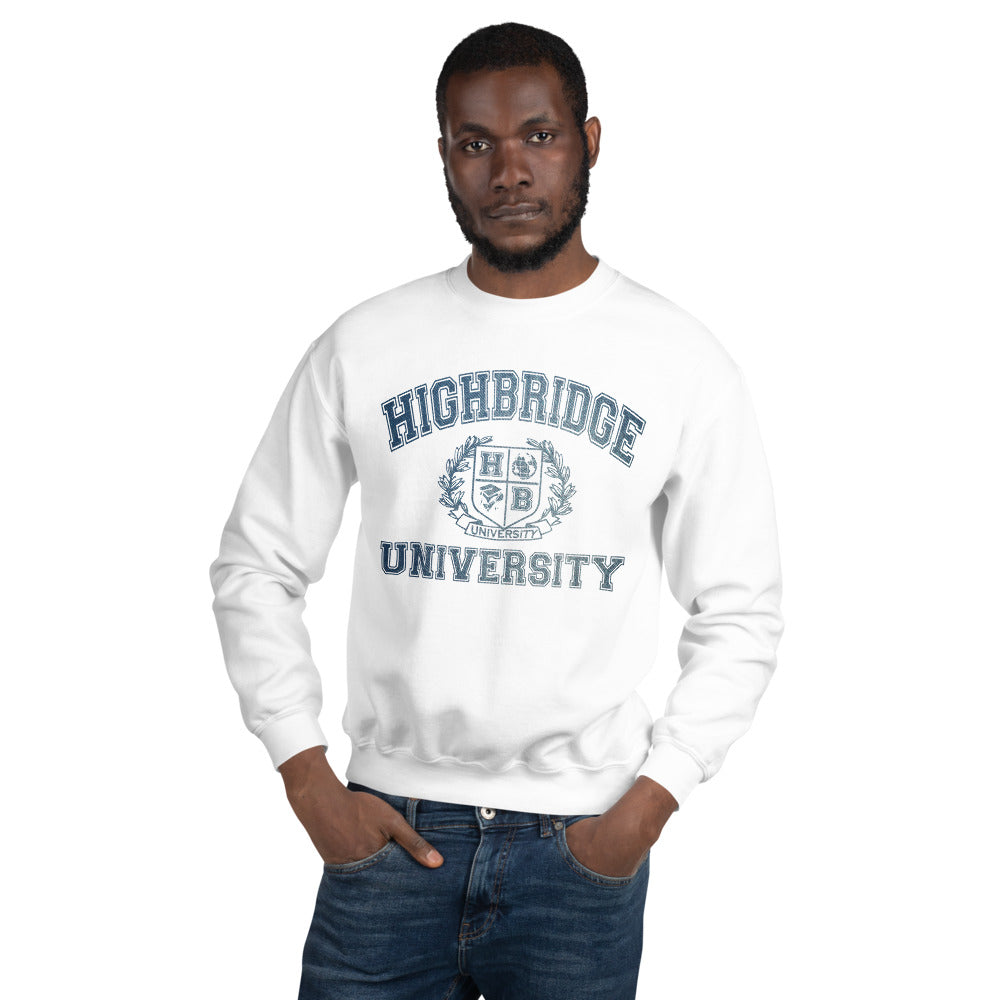 H. B. U. Men's White/ Denim Blue Sweatshirt