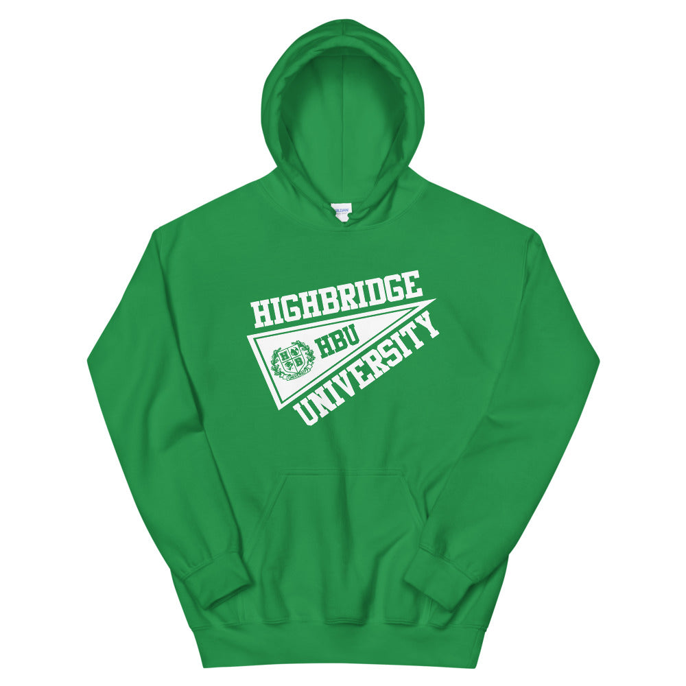 2 COLORS/ H.B.U. Unisex Green & White Hoodie/ Indigo Blue & White Hoodie (Flag Logo)