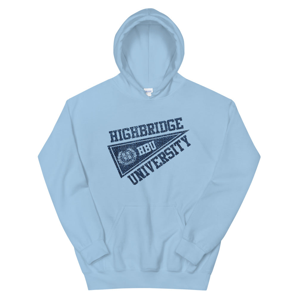 3 COLORS/ H.B.U. Unisex White Hoodie/ Pink Hoodie/ Light Blue Hoodie (Denim Blue Print/ (Flag Logo)