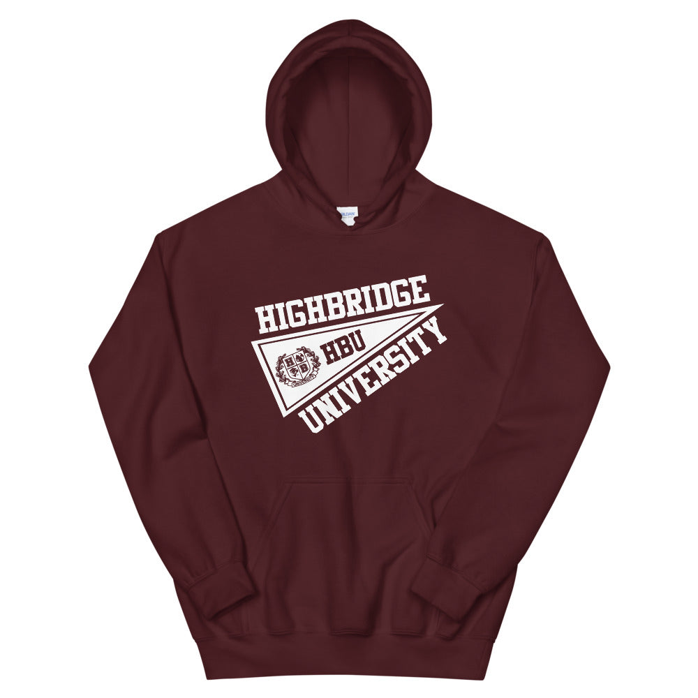 H..B.U. Unisex Maroon & White Hoodie (Flag Logo)