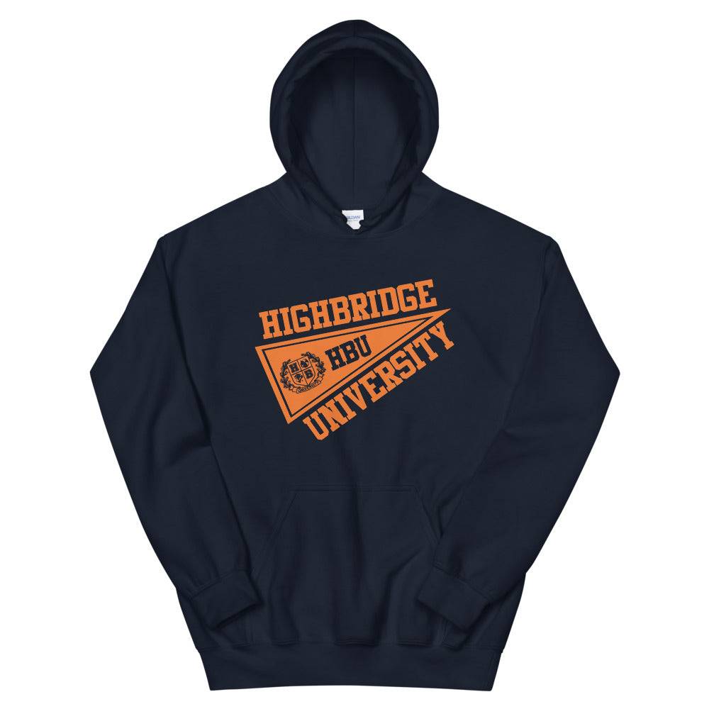 H.B.U. Apparel Unisex Navy Blue & Dark Orange Hoodie/ Flag Logo