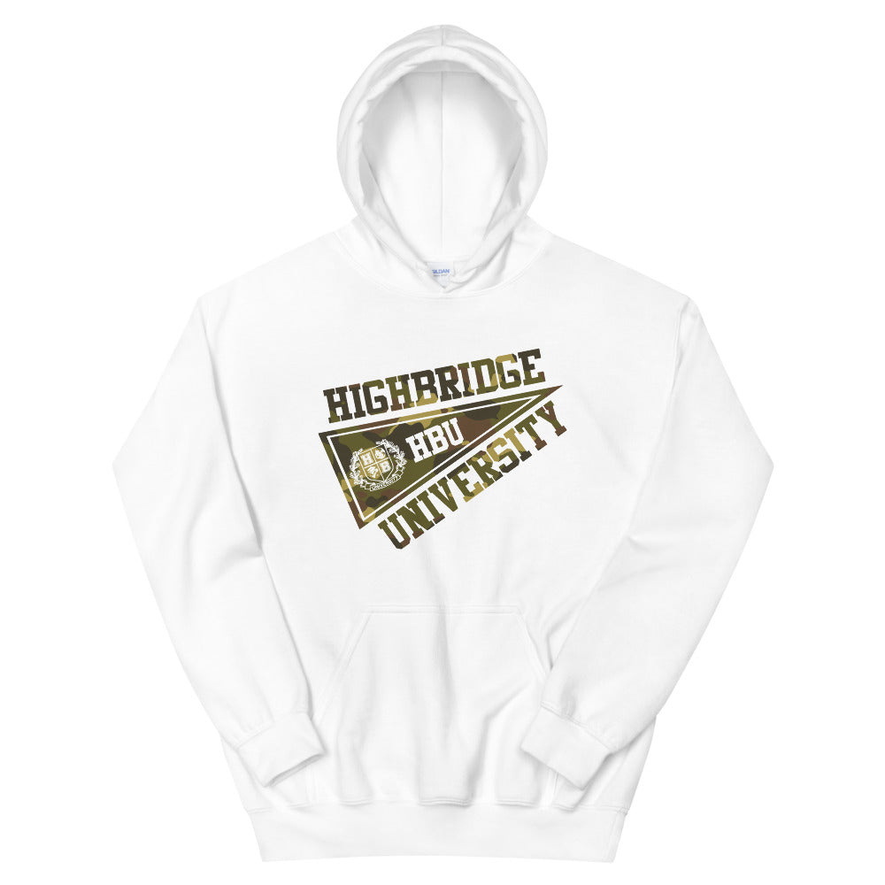 2 COLORS/ H.B.U. Unisex White & Camouflage Hoodie/ Black & Camouflage Hoodie (Flag Logo)