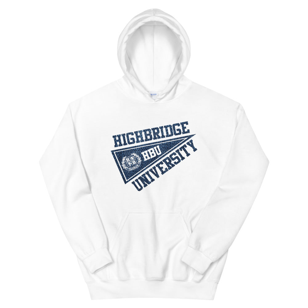 3 COLORS/ H.B.U. Unisex White Hoodie/ Pink Hoodie/ Light Blue Hoodie (Denim Blue Print/ (Flag Logo)