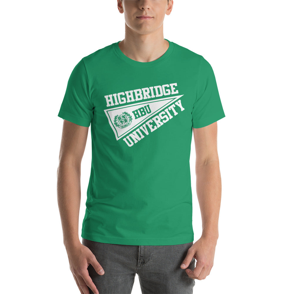 3 COLORS/ H.B.U. Short-Sleeve Men's T-Shirt/ Green, Red, & Royal Blue/ White Flag Logo Sizes XS - 4XL