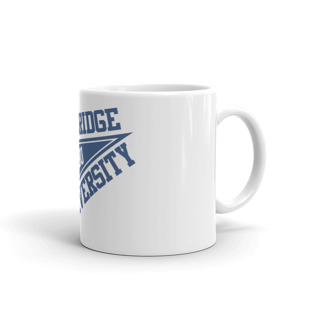 H.B.U. 11oz White Glossy Mug/ Blue Flag Logo