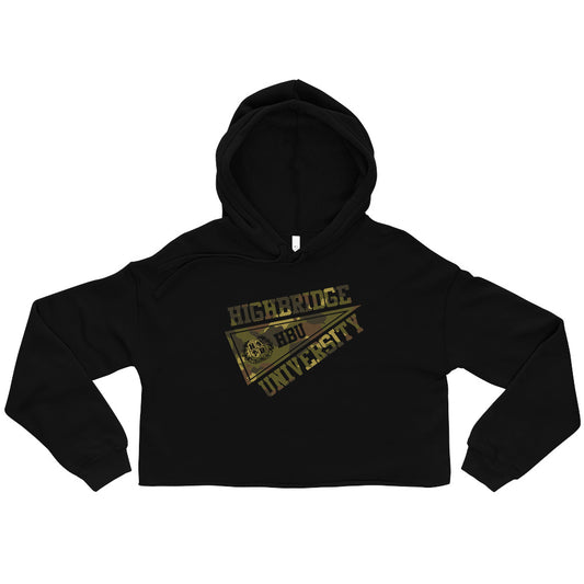 2 COLORS/ H.B.U. Women's Black Cropped Hoodie & Olive Green Cropped Hoodie/ Camouflage (Flag Logo)